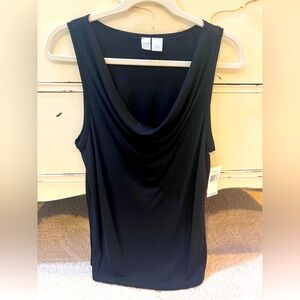 DKNY City Black Sleeveless Top with Scoop Neck Size Large